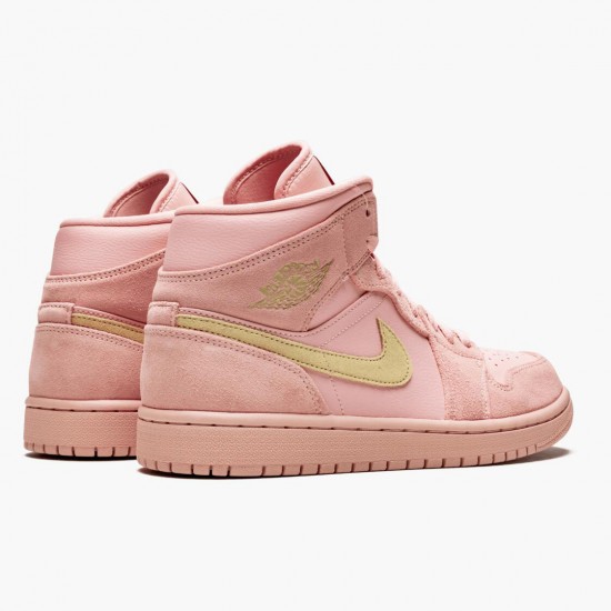 Nike Air Jordan 1 Mid Coral Gold AJ Shoes