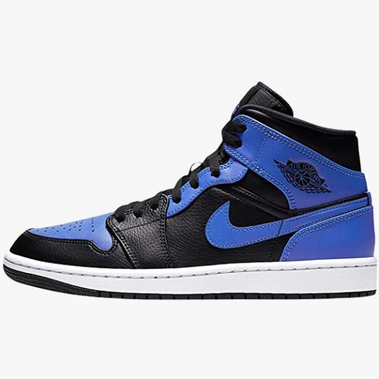 Nike Air Jordan 1 Mid Hyper Royal Tumbled Leather AJ Shoes