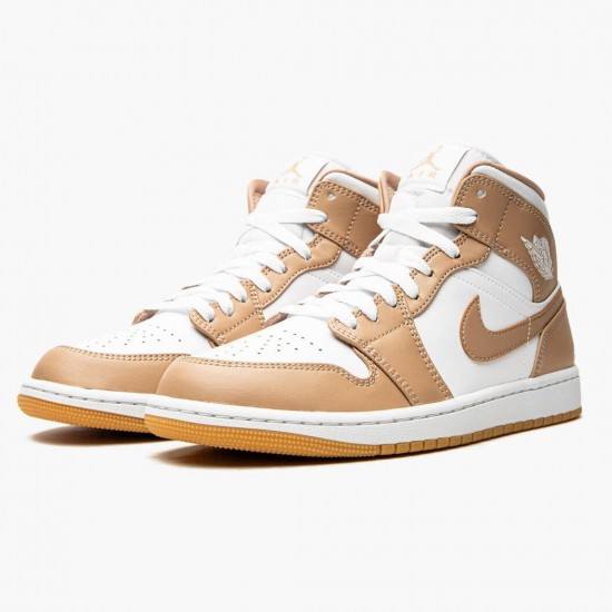 Nike Air Jordan 1 Mid Tan Gum AJ Shoes