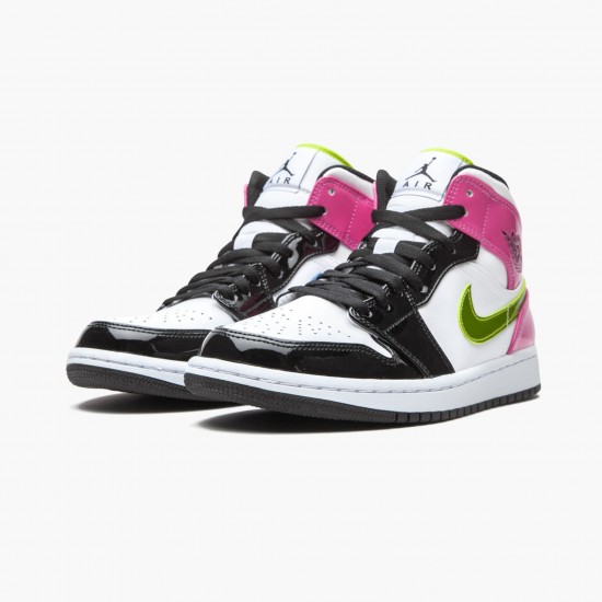 Nike Air Jordan 1 Mid White Black Cyber Pink AJ Shoes