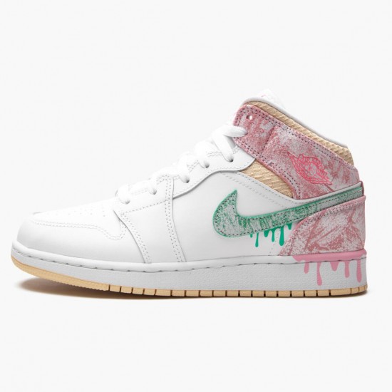 Nike Air Jordan 1 Mid SE GS Ice Cream AJ Shoes