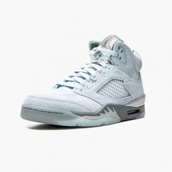 Nike Air Jordan 5 Retro Bluebird With Silver White AJ Shoes