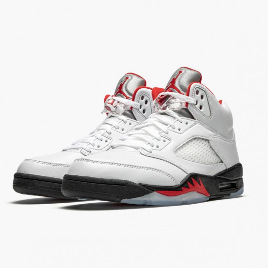 Nike Air Jordan 5 Retro Fire Red Silver Tongue AJ Shoes