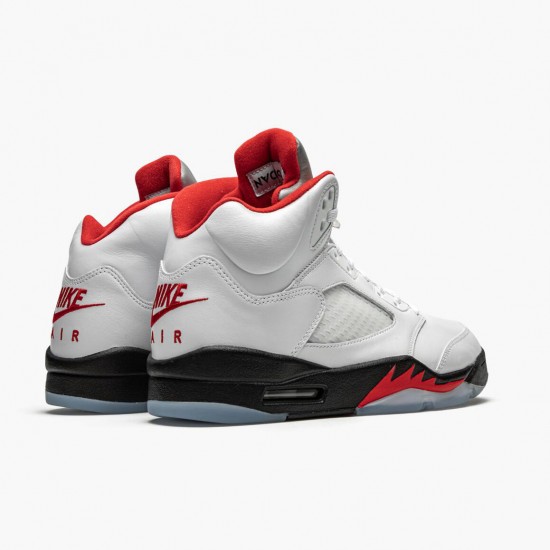 Nike Air Jordan 5 Retro Fire Red Silver Tongue AJ Shoes
