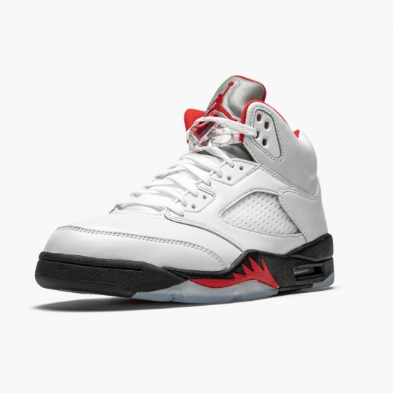 Nike Air Jordan 5 Retro Fire Red Silver Tongue AJ Shoes