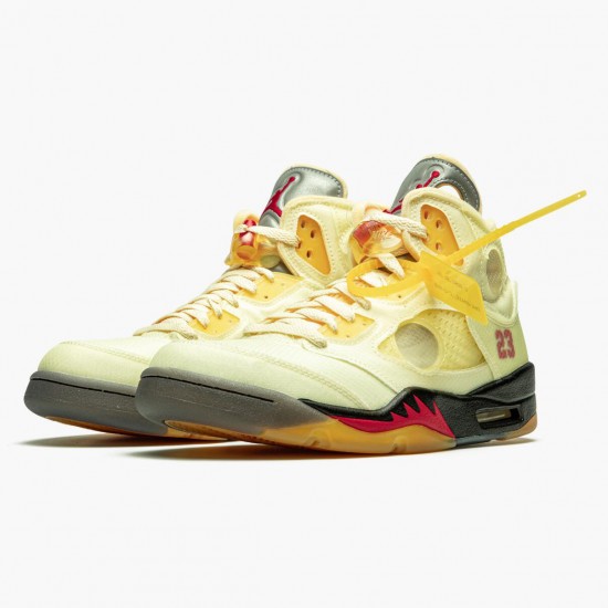 Off-White x Nike Air Jordan 5 Retro Sail AJ Shoes