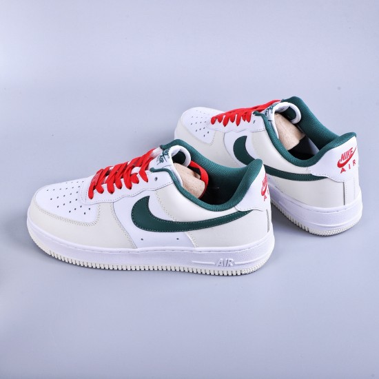 Nike Air Force 1 Low White "Beige Green Red"