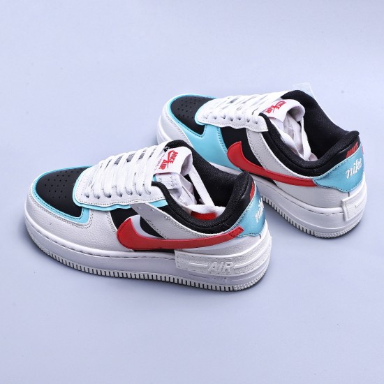 WMNS Air Force 1 Shadow Bleached Aqua "Chile Red"