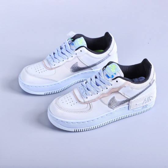 WMNS Air Force 1 Shadow Pure Platinum Snakeskin Blue