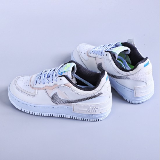 WMNS Air Force 1 Shadow Pure Platinum Snakeskin Blue