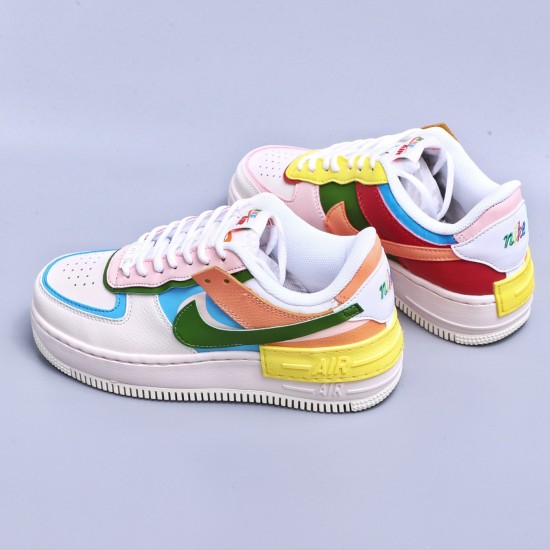 WMNS Air Force 1 Shadow White Multi Orange Custom